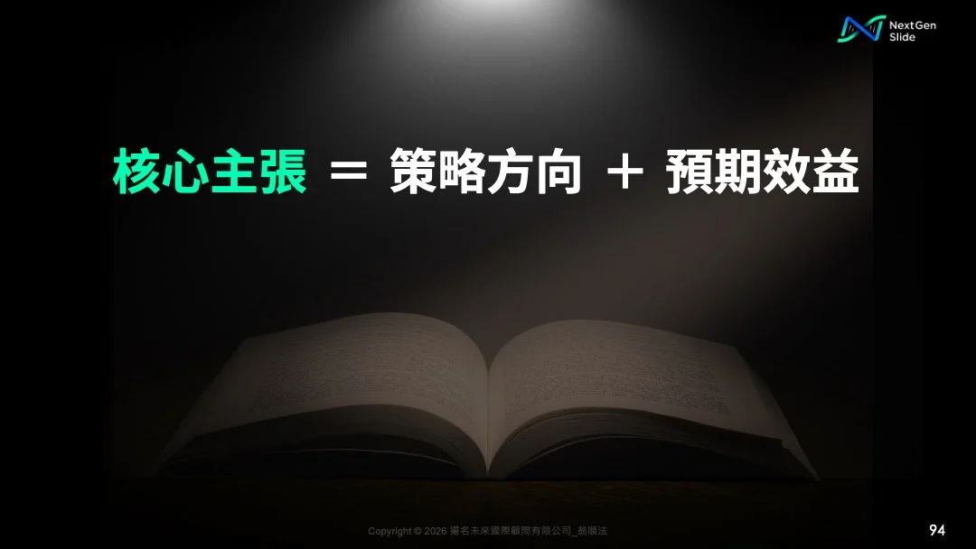 核心主張＝策略方向＋預期效益